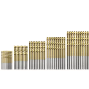Drillpro 1/1.5/2/2.5/3mm HSS Titanium Coated Twist Drill Bits High Speed Steel Drill Bit Set