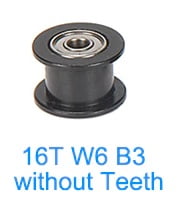 GT2 idler pulley aluminum black 16 teeth bore 3mm for 2GT Timing Belt width 6mm