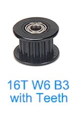 GT2 idler pulley aluminum black 16 teeth with teeth bore 3mm for 2GT Timing Belt width 6mm