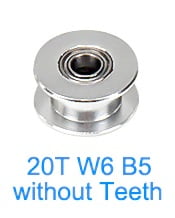 GT2 idler pulley aluminum silver 20 teeth bore 5mm for 2GT Timing Belt width 6mm