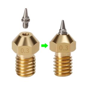 E3D V5 V6 Brass Nozzle M6 Threaded 0.3 mm  Removable Stainless Steel Tip For Ender-3 CR-10 V6 j-head