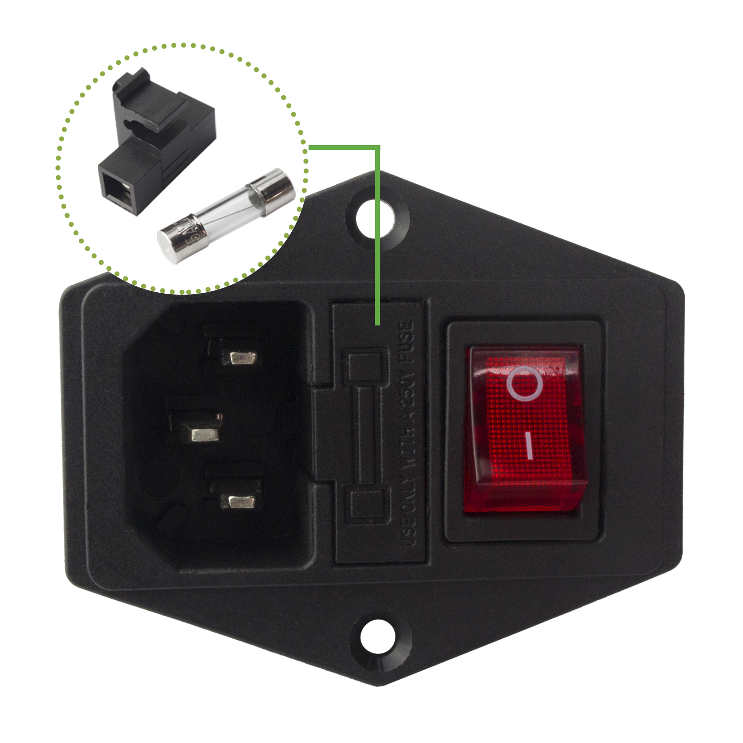 15A 250V POWER SWITCH 3PIN AC POWER SOCKET WITH FUSE FOR 3D PRINTER HIGH QUALITY