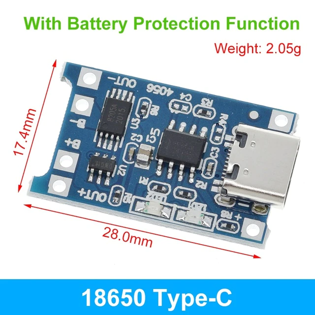 5V 1A Type-C 18650 Lithium Battery Charging Board +Protection Dual Functions