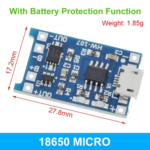 5V 1A Micro USB 18650 Lithium Battery Charging Board +Protection Dual Functions